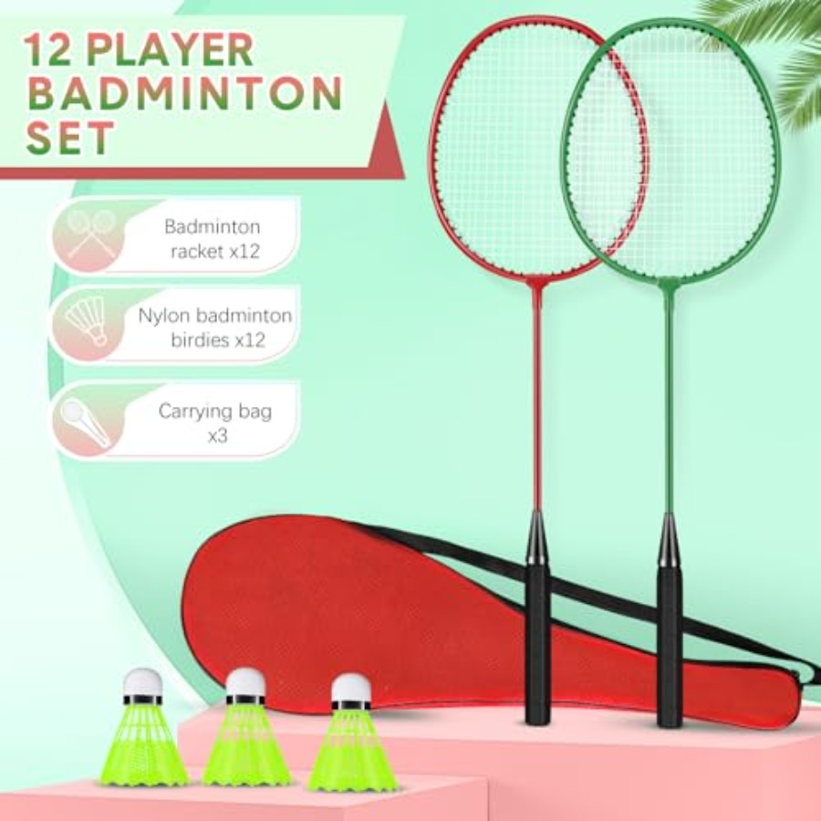 12 Pack Badminton Rackets Set  - مراجعة Nylon Shuttlecock 12 وسعره